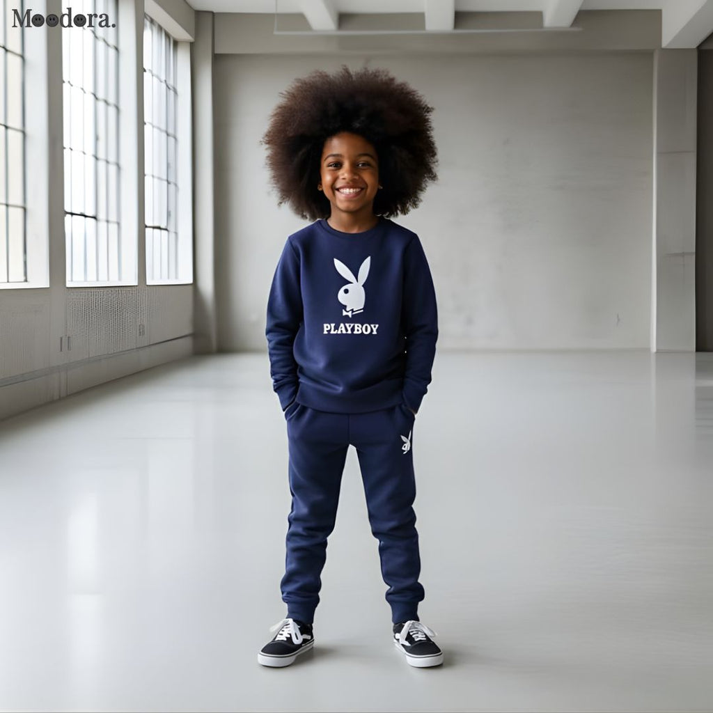 Moodora Kids Winter Tracksuit – Designer Fleece Sweatshirt & Trouser Set