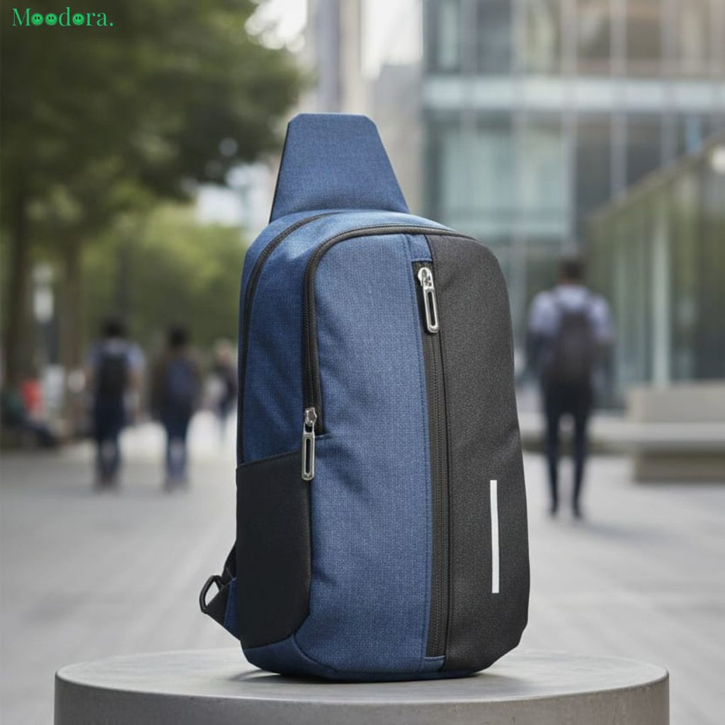 Moodora Blue & Black Sling Backpack