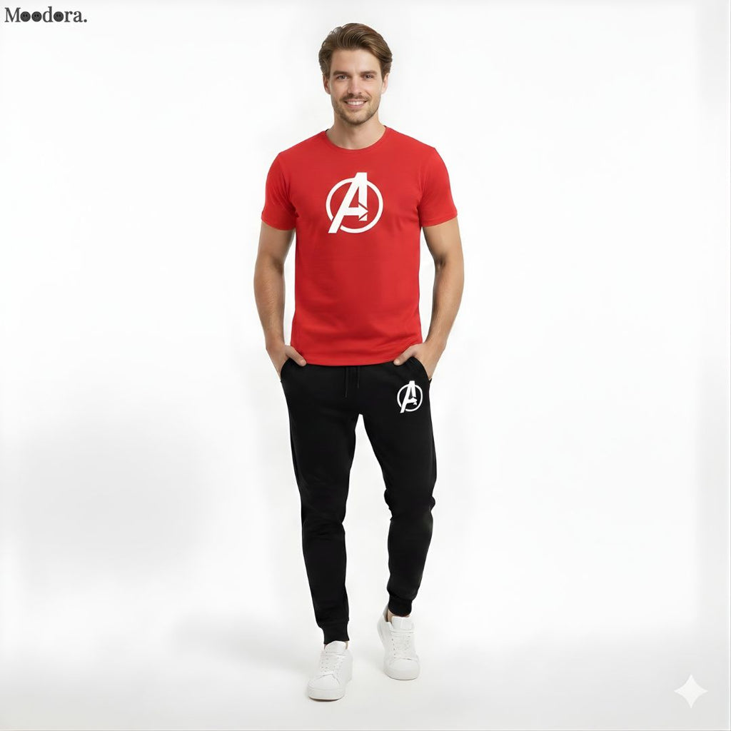 Moodora Men’s Casual T-Shirt &amp; Trouser Set – Gym &amp; Daily Wear