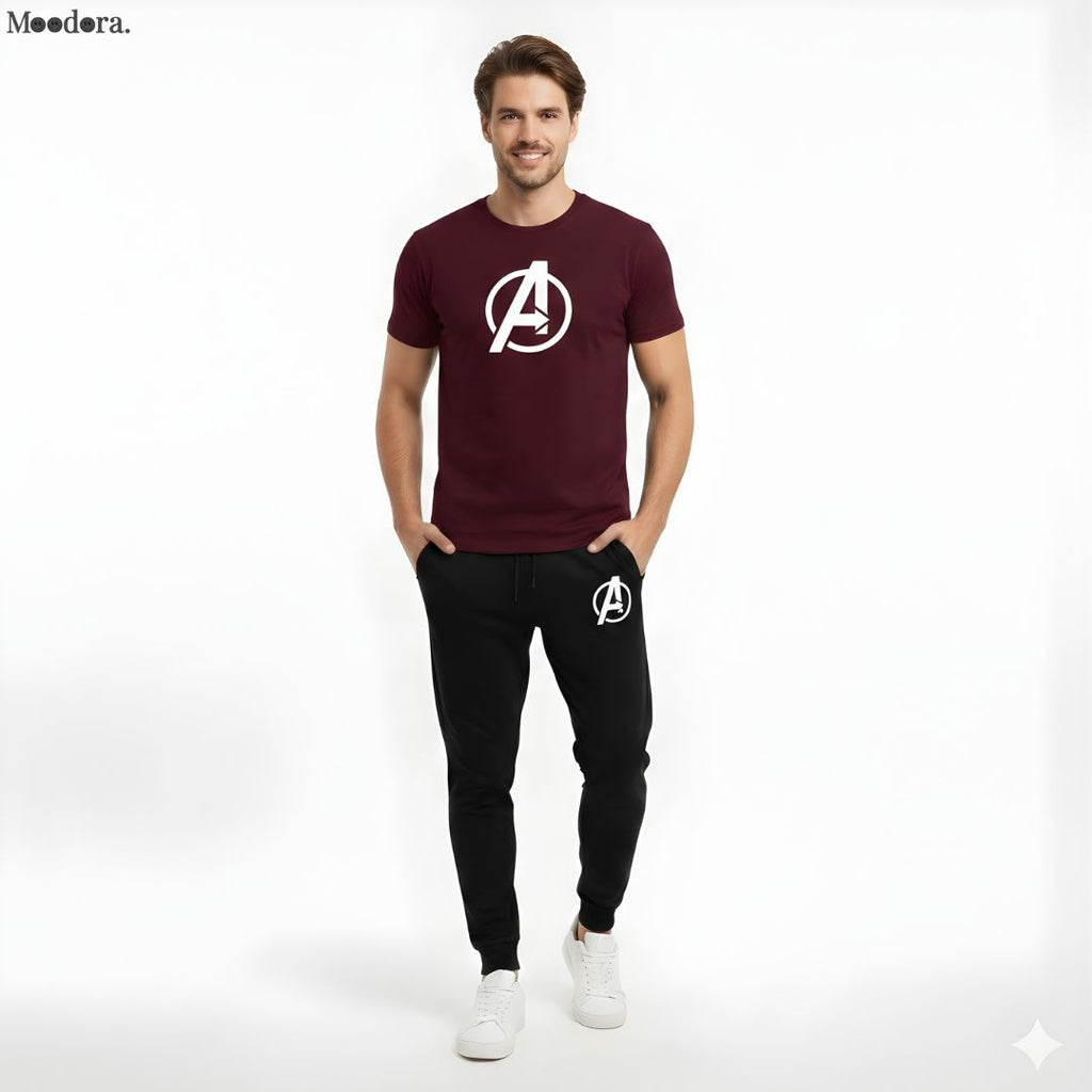 Moodora Men’s Casual T-Shirt &amp; Trouser Set – Gym &amp; Daily Wear
