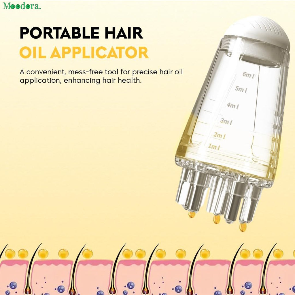 Moodora Portable Mini Hair Oil Applicator 6ml – Scalp Comb Bottle