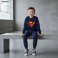 Moodora Superman Printed Kids Fleece Tracksuit – Warm Sweatshirt & Trouser Set