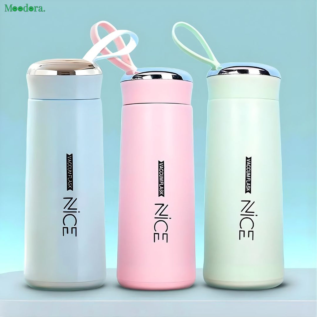 Moodora BPA-Free Glass Water Bottle 400ml – Portable Tumbler with Protective Shell