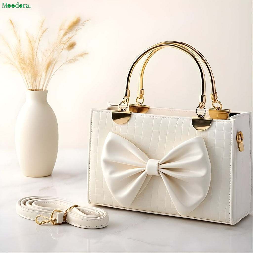 Moodora Crocodile Bow Handbag – Elegant &amp; Durable Design