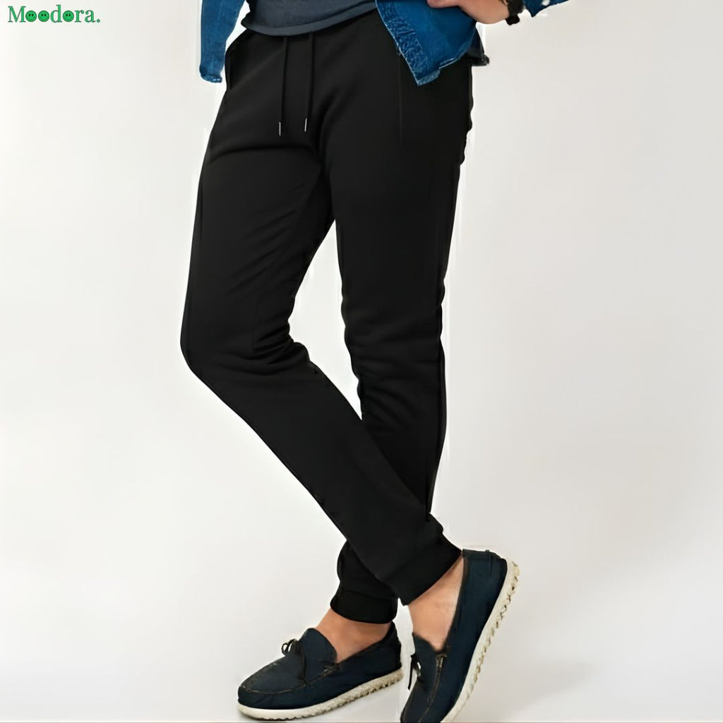 Moodora Black Trouser with Double Zipper Pockets – Stylish & Comfortable