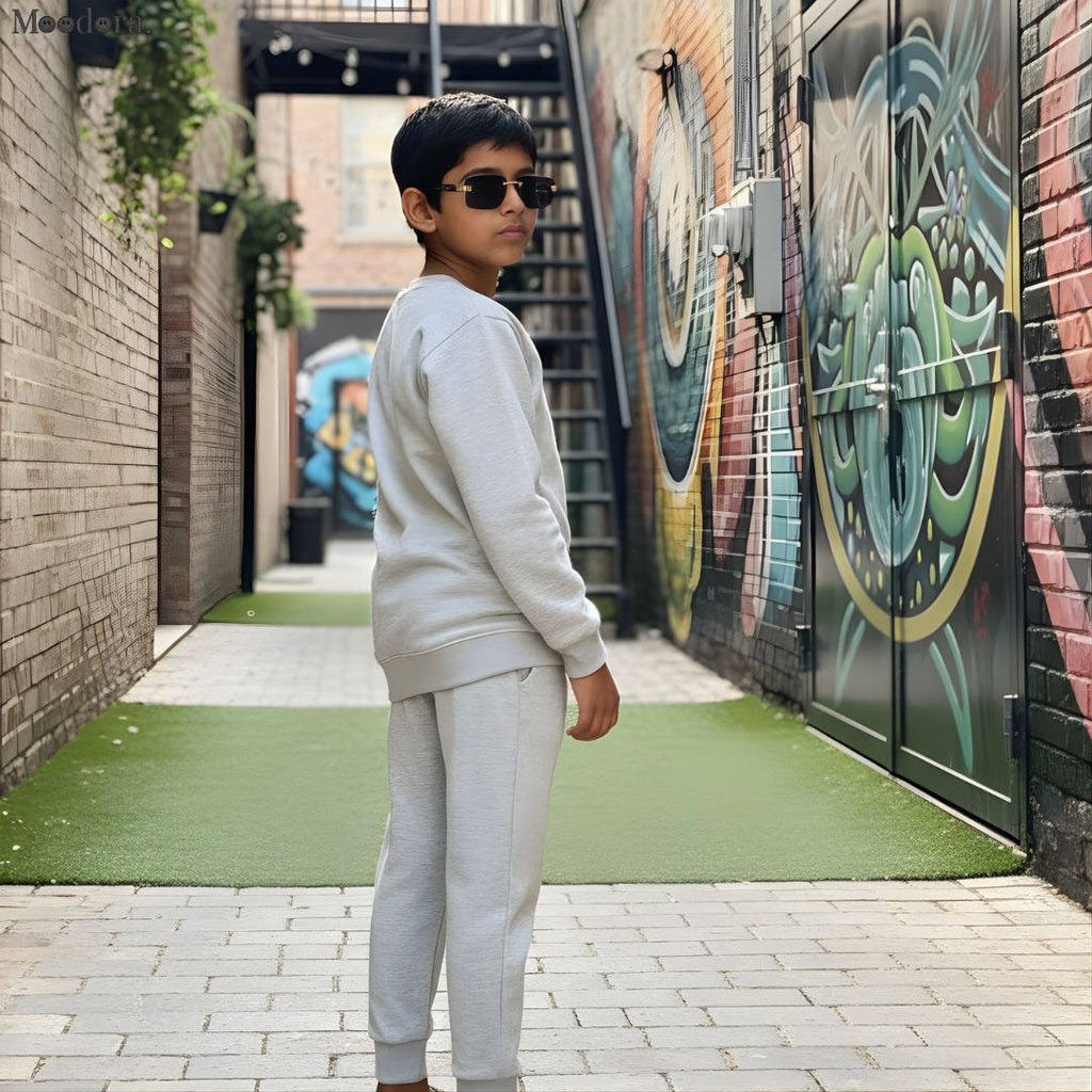 Moodora Cool Kids Winter Tracksuit – Sweatshirt & Trouser Set for Boys & Girls