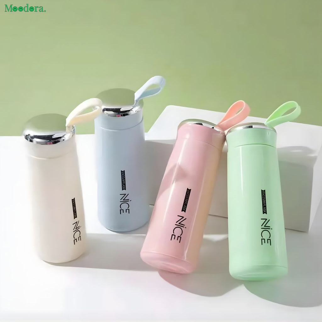 Moodora BPA-Free Glass Water Bottle 400ml – Portable Tumbler with Protective Shell