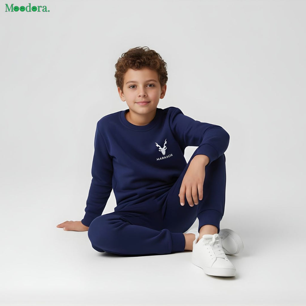 Moodora Kids Markhor Printed Winter Tracksuit – Fleece 2-Piece Set