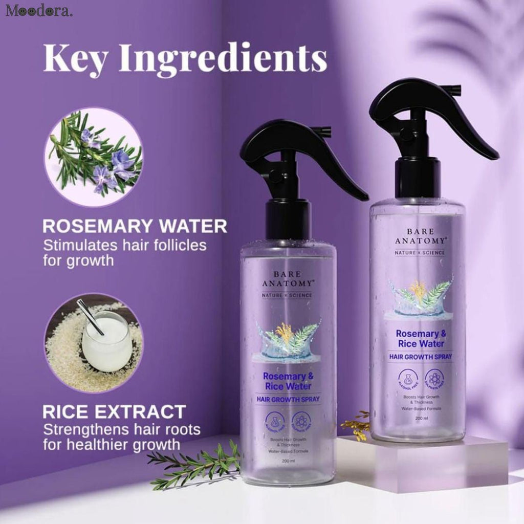 Moodora Rosemary & Rice Water Hair Growth Spray 200ml