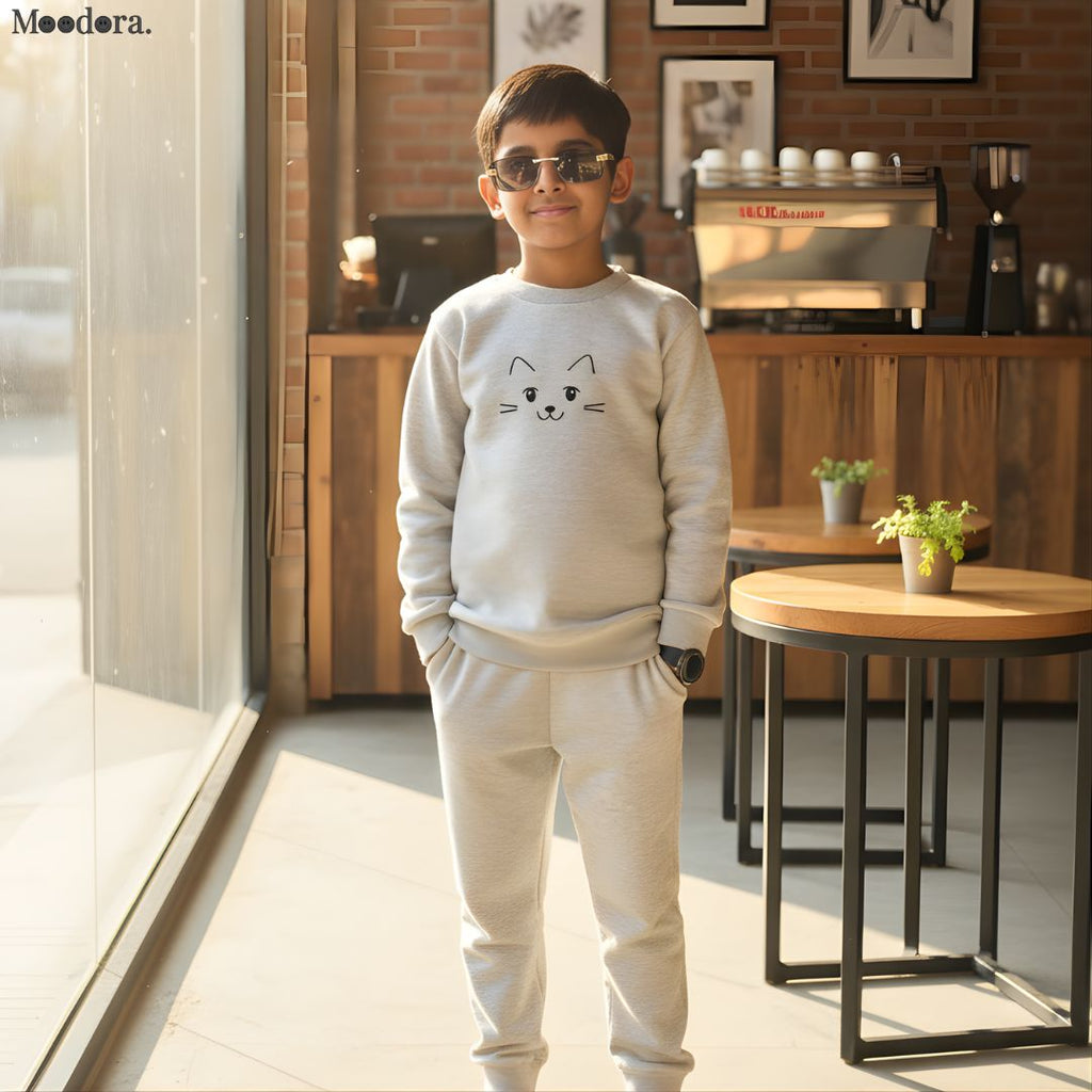 Moodora Kids Winter Tracksuit Set – Fleece Jumper & Trouser Outfit for Boys & Girls