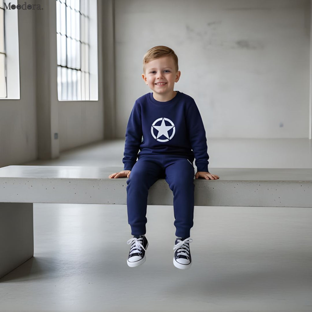 Moodora Kids Star Printed Fleece Tracksuit Set