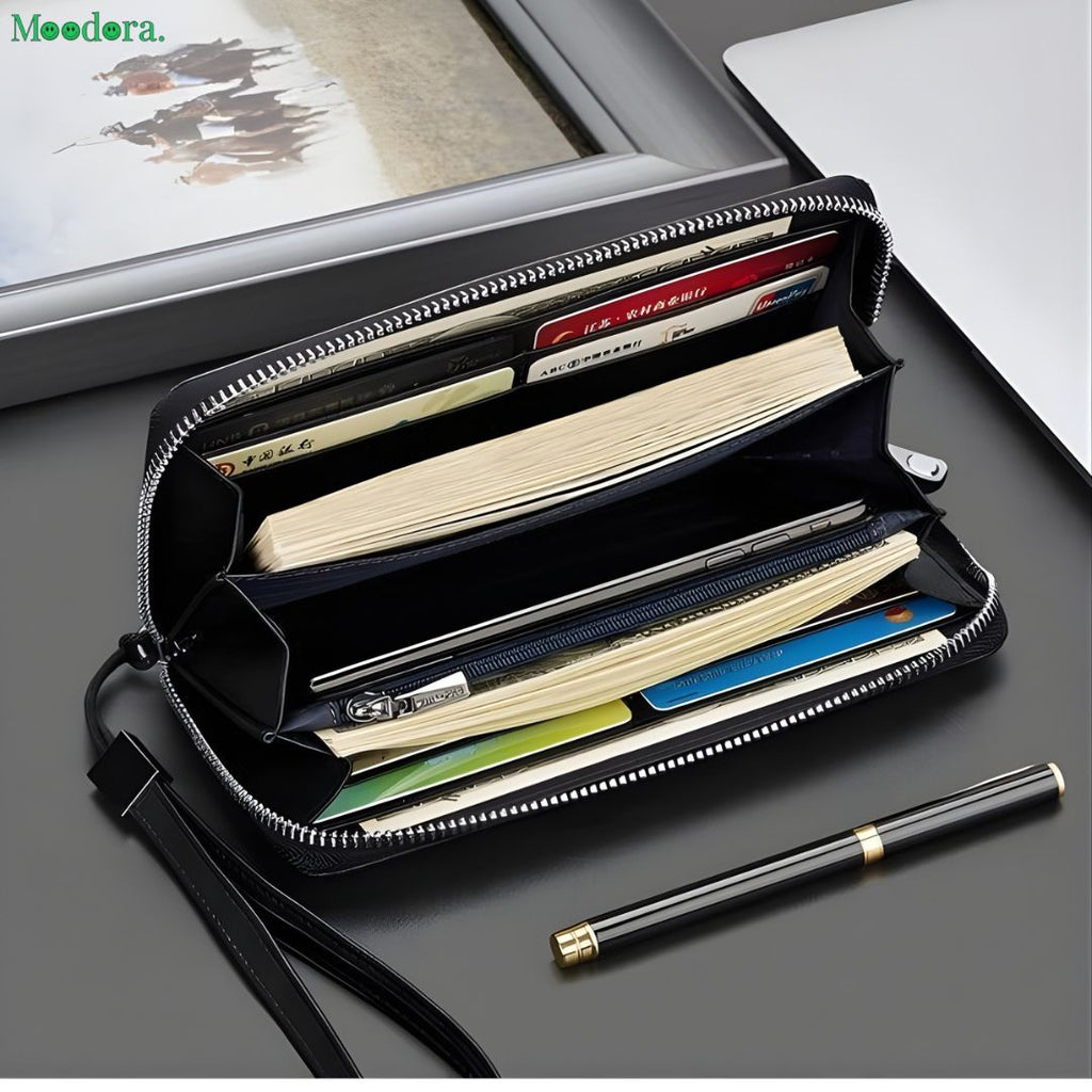 Moodora Baellerry Men’s Long PU Leather Zipper Wallet