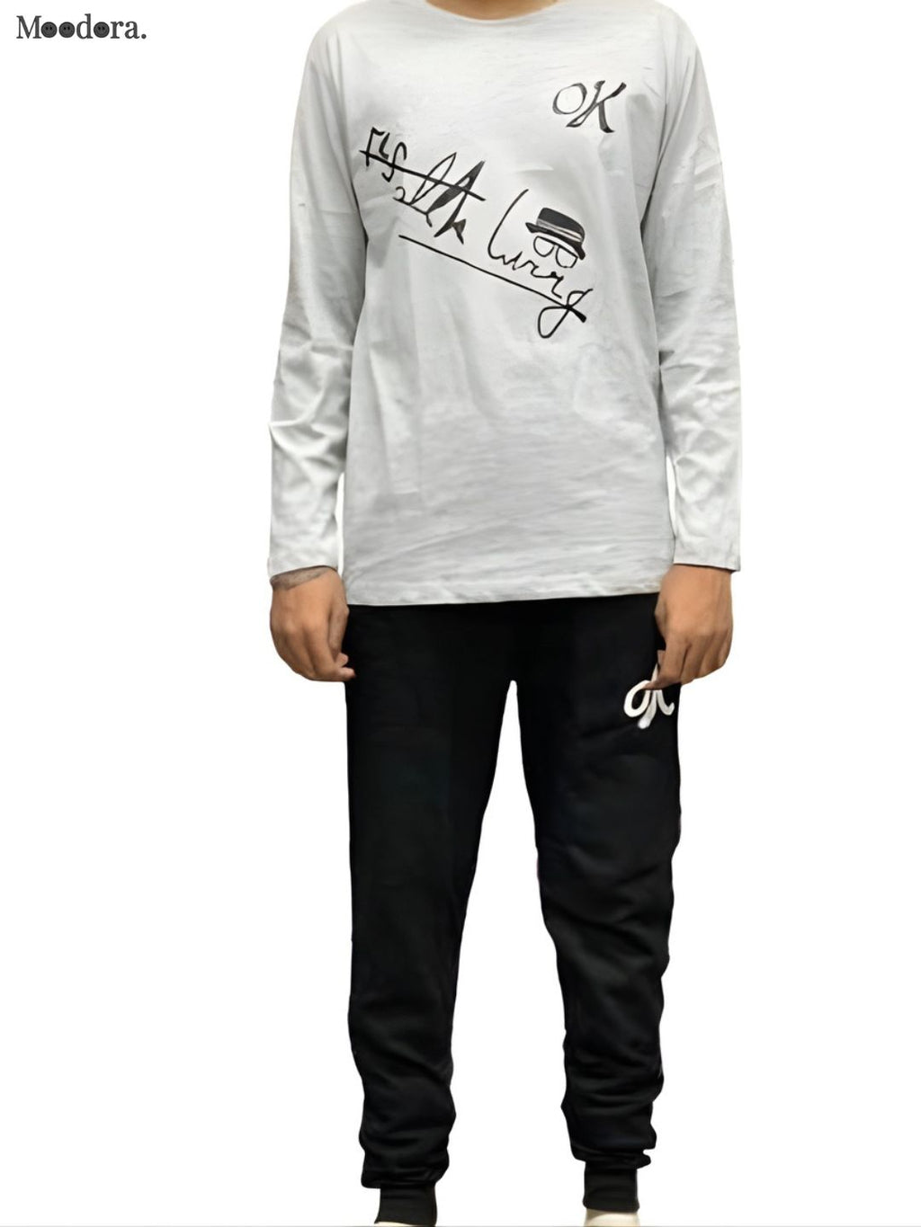 Moodora Men’s Printed Tracksuit Set – T-Shirt & Trouser