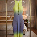 Moodora Multi-Color Gradient Mesh Body Stocking Dress – Ultra-Stretch (Free Size)