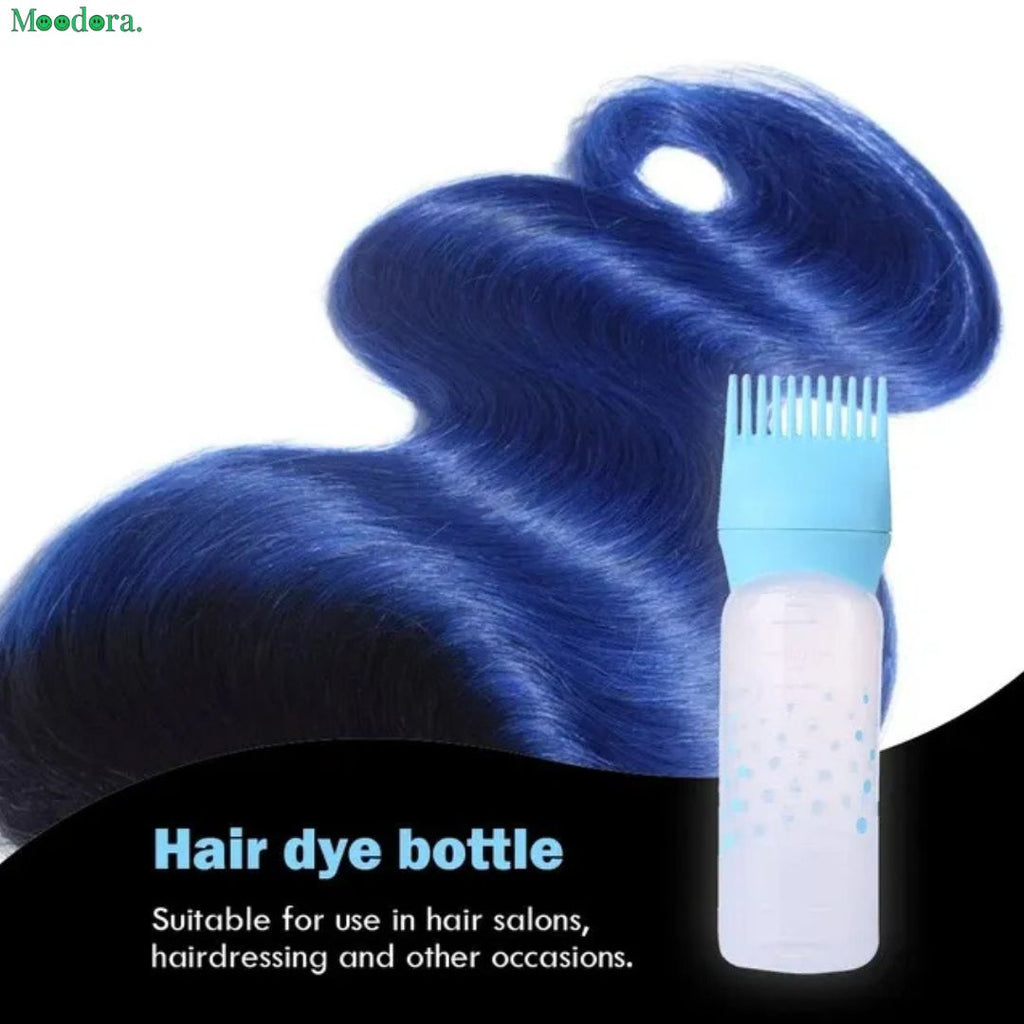 Moodora Hair Oil Comb Applicator Bottle with Scale – Oiling & Hair Coloring Tool (1Pc)