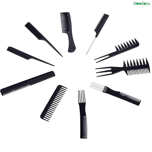 Moodora 10 Pcs Professional Salon Hair Comb Kit – Multipurpose Barber &amp; Hair Styling Set