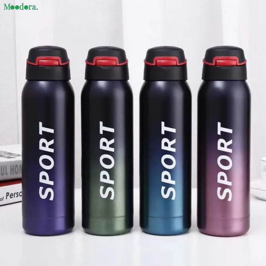Moodora Stainless Steel Vacuum Flask 500ml – Double Wall Insulated Sports Water Bottle with Straw