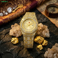 Moodora Luxury Gold Diamond Watch – Stylish Quartz Wrist Watch for Men & Women