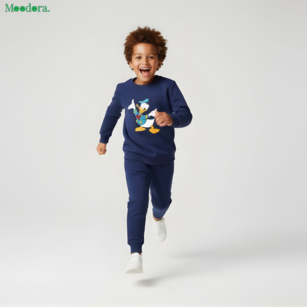 Moodora Kids Winter Tracksuit – Fleece Sweatshirt & Trouser 2-Piece Set
