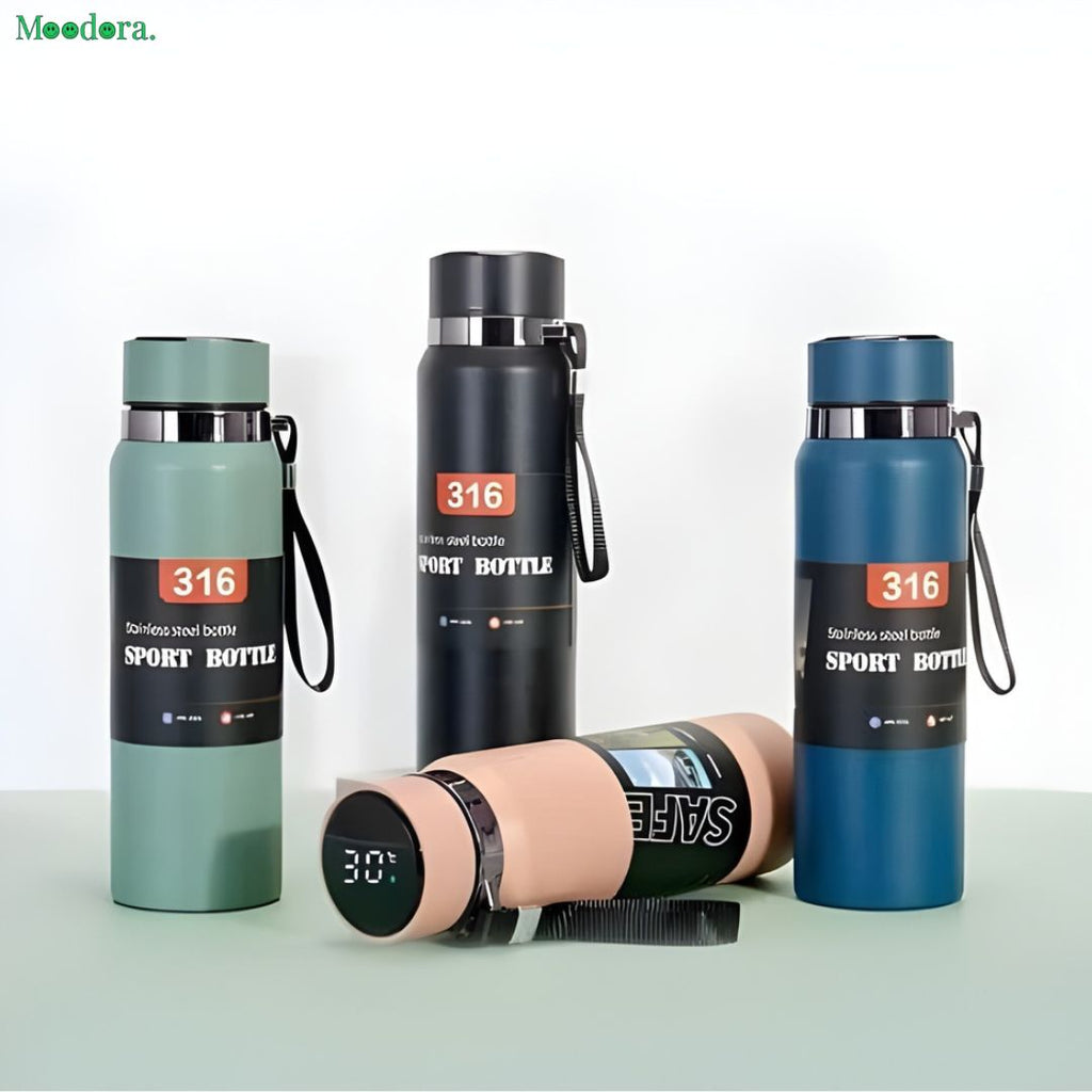 Moodora Medical Grade Stainless Steel Water Bottle 800ml – Double Wall Vacuum Insulated with Carry Strap
