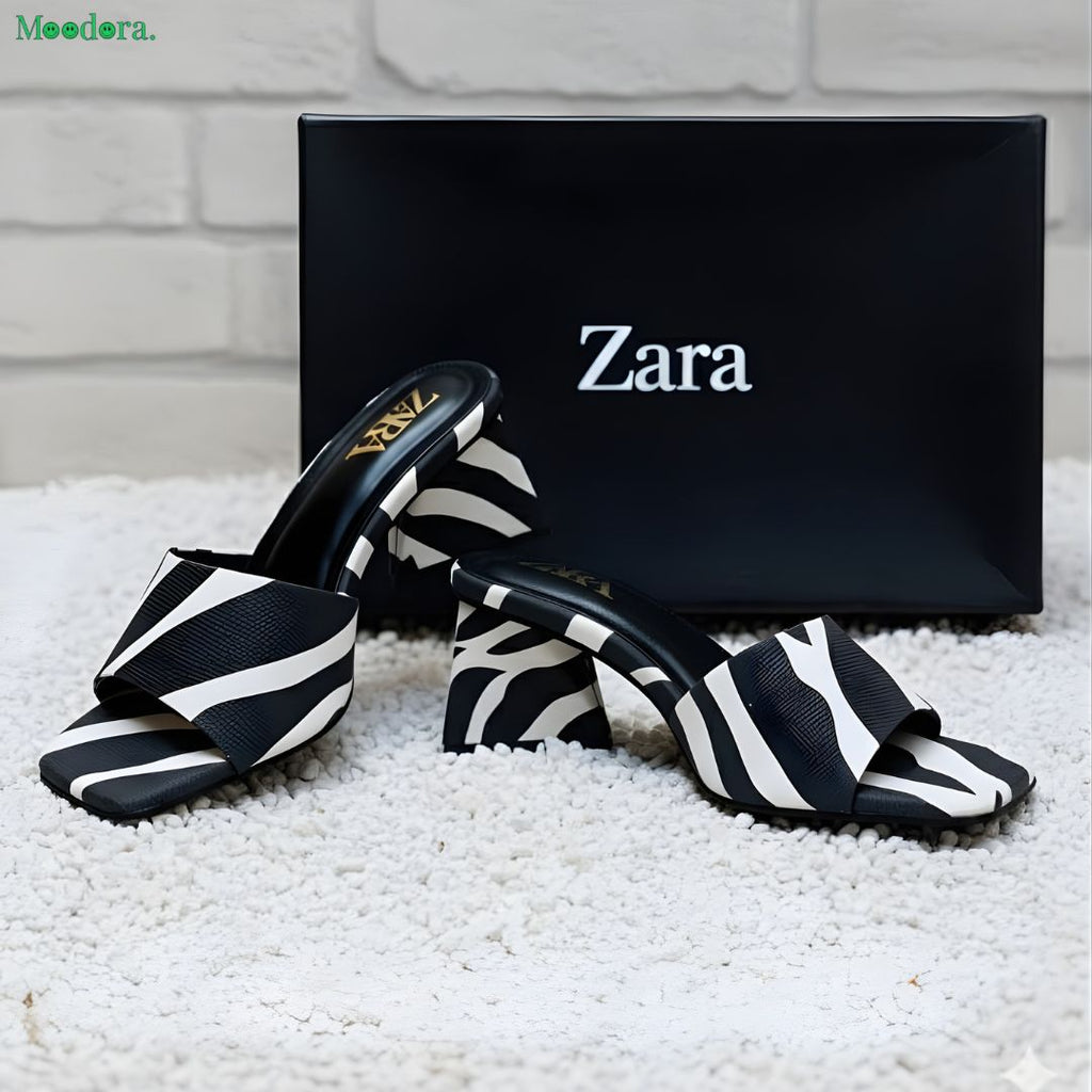Moodora Zebra Print Block Heel Mules – Chic Slip-On Sandals