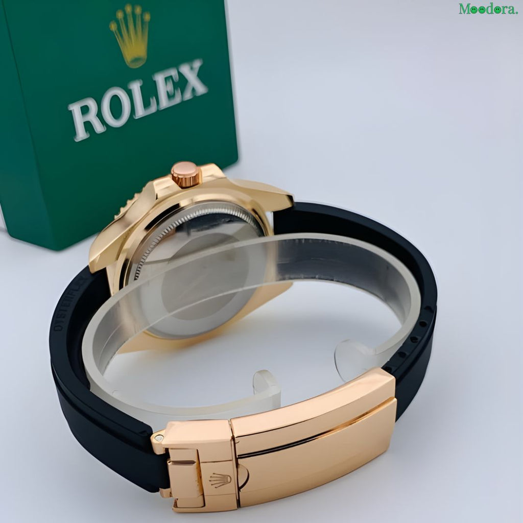 Moodora Golden Luxury Style Men’s Watch – Rubber Strap (Without Box)
